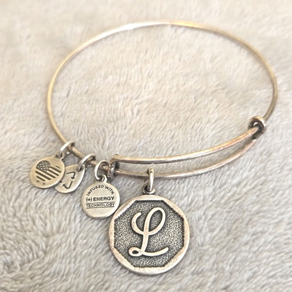 #103 Alex & Ani Rafaelian Silver Initial L Bracelet
